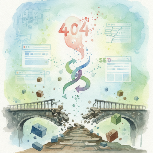 Страница ошибки 404: иллюстрация поврежденной ссылки или несуществующей страницы, подчеркивающая влияние на SEO