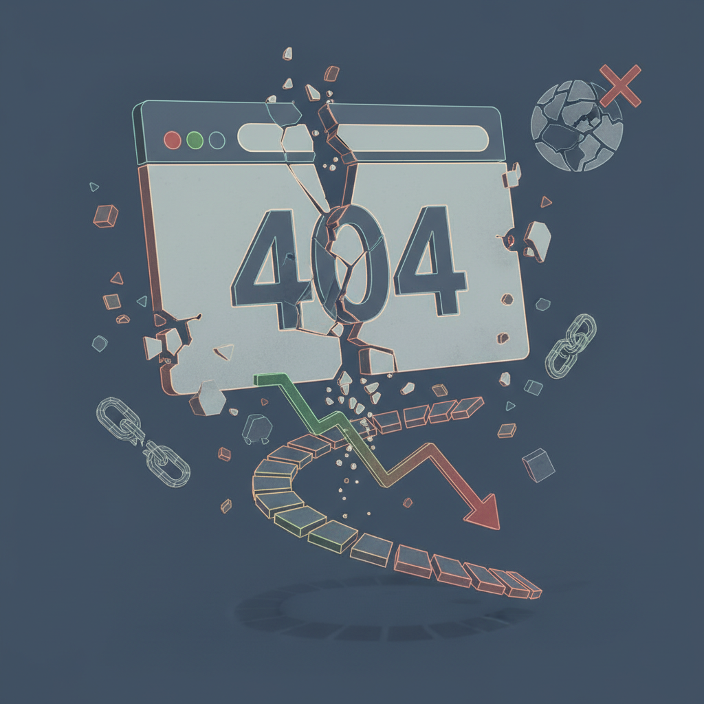 Страница с ошибкой 404: мужчина в замешательстве стоит перед экраном с надписью "404 Not Found"