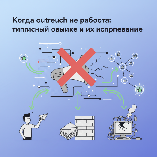 Разочарованный маркетолог, смотрящий на экран компьютера, показывающий низкую эффективность outreach-кампании