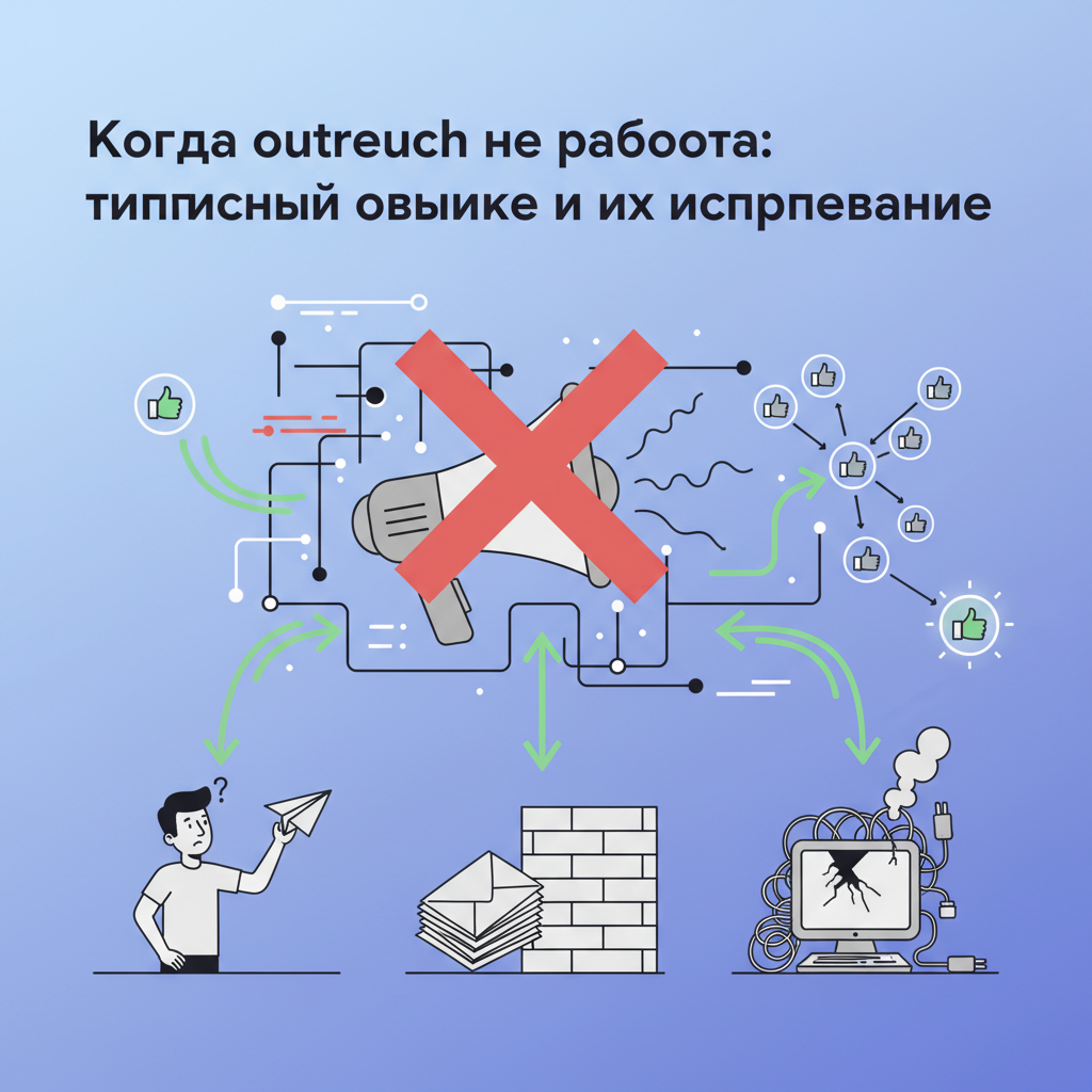 Разочарованный маркетолог, смотрящий на экран компьютера, показывающий низкую эффективность outreach-кампании