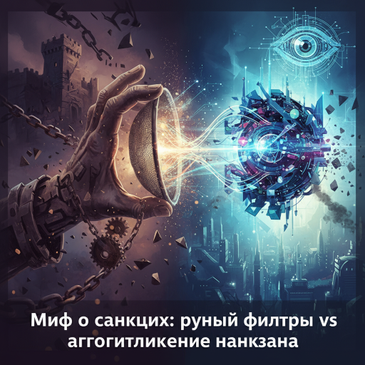 Ручной фильтр и алгоритмический бан: концептуальное изображение весов, символизирующих разницу между санкциями