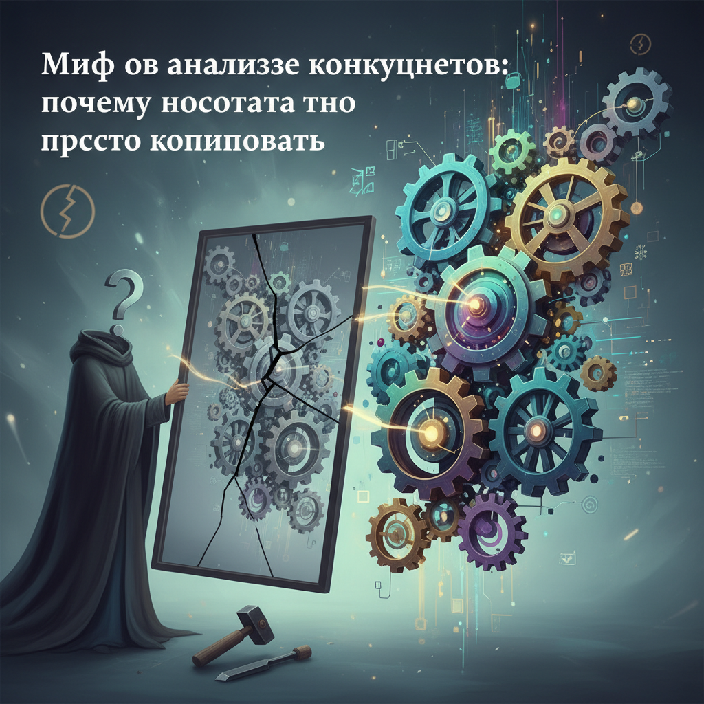 Люди, идущие по разным дорогам, символизирующие разные стратегии, а один человек слепо копирует и отстаёт