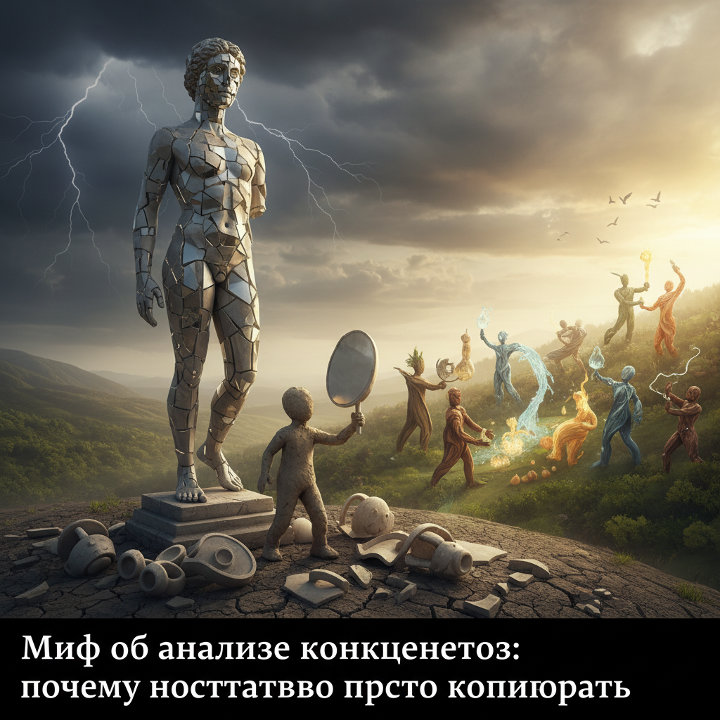 Люди, бегущие в разные стороны, символизирующие хаотичный и неэффективный подход к анализу конкурентов.